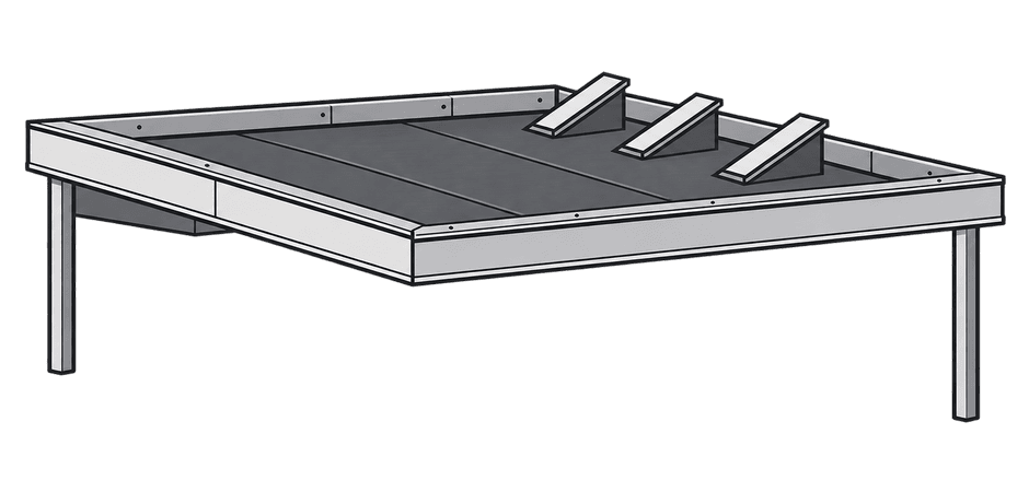 Darstellung eines Flachdachs mit aufgeständerten Solarmodulen